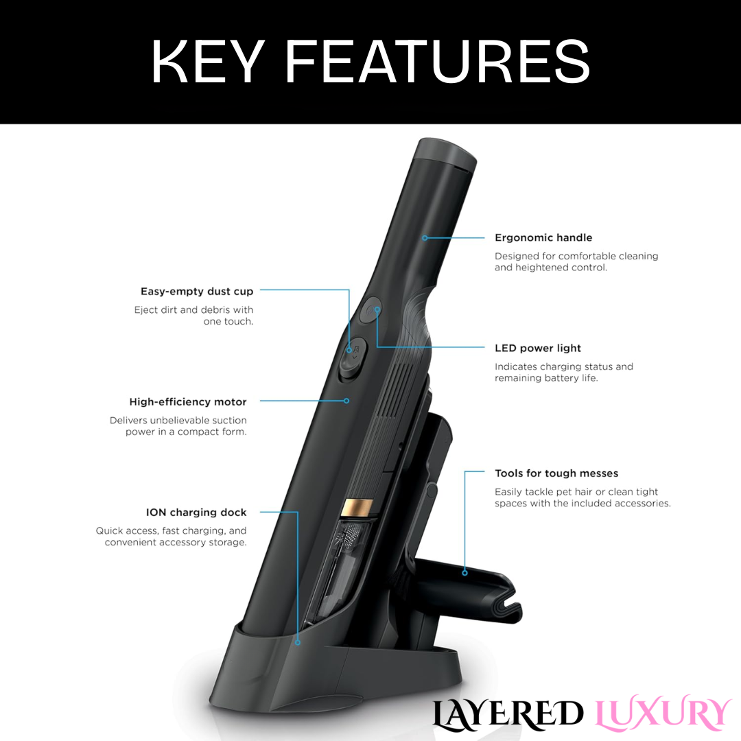 Instant Portable Cleaner | Powerful Suction for Pet Hair, Car Interiors and Home Surfaces, Easy One-Touch Empty