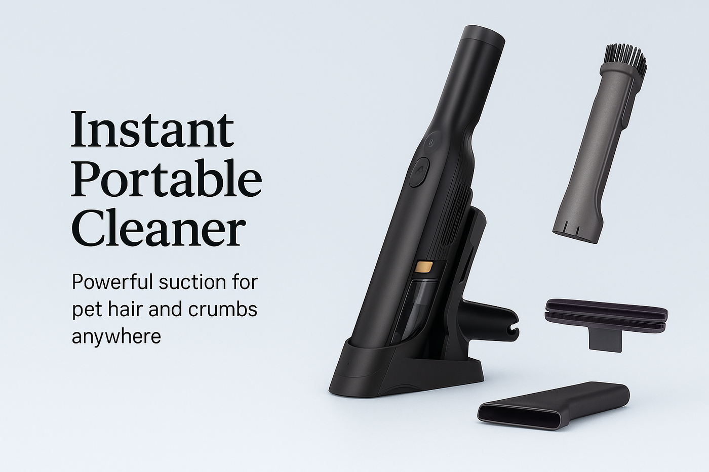 Instant Portable Cleaner | Powerful Suction for Pet Hair, Car Interiors and Home Surfaces, Easy One-Touch Empty