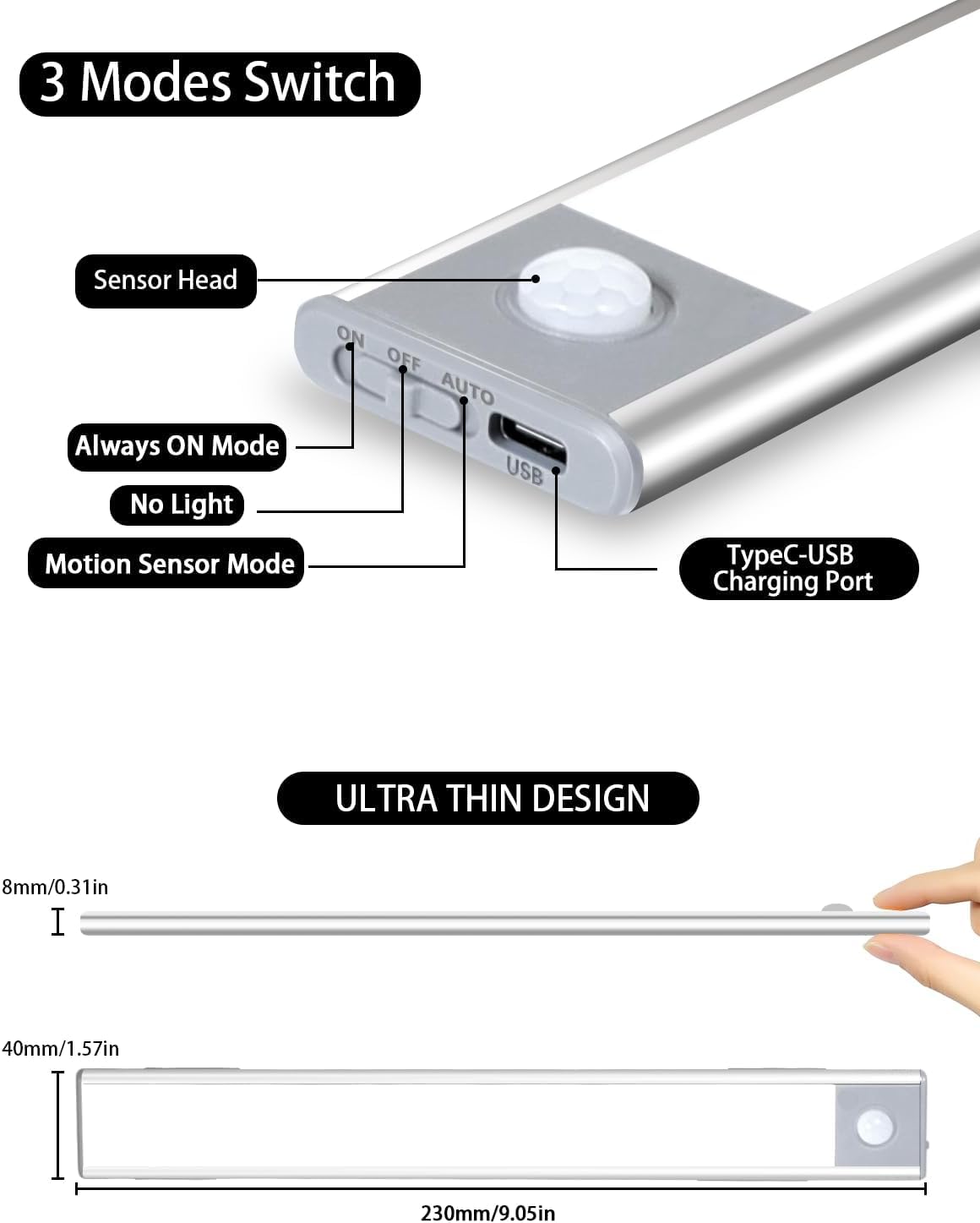 Rechargeable Automatic Motion Sensor LED Light ( Pack Of 2 )