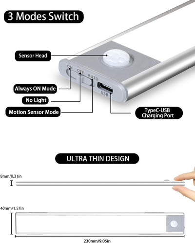 Rechargeable Automatic Motion Sensor LED Light ( Pack Of 2 )