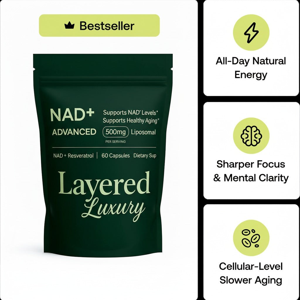 NAD+ Supplement for Skin Aging Support, Energy & Focus - 500 mg per serving - 60 Count - 30 Days Supply