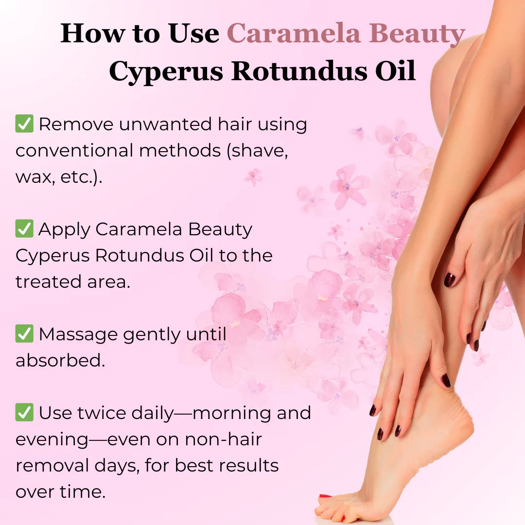 Natural Hair Reduction Oil | Slows Regrowth with Cyperus Root Extract