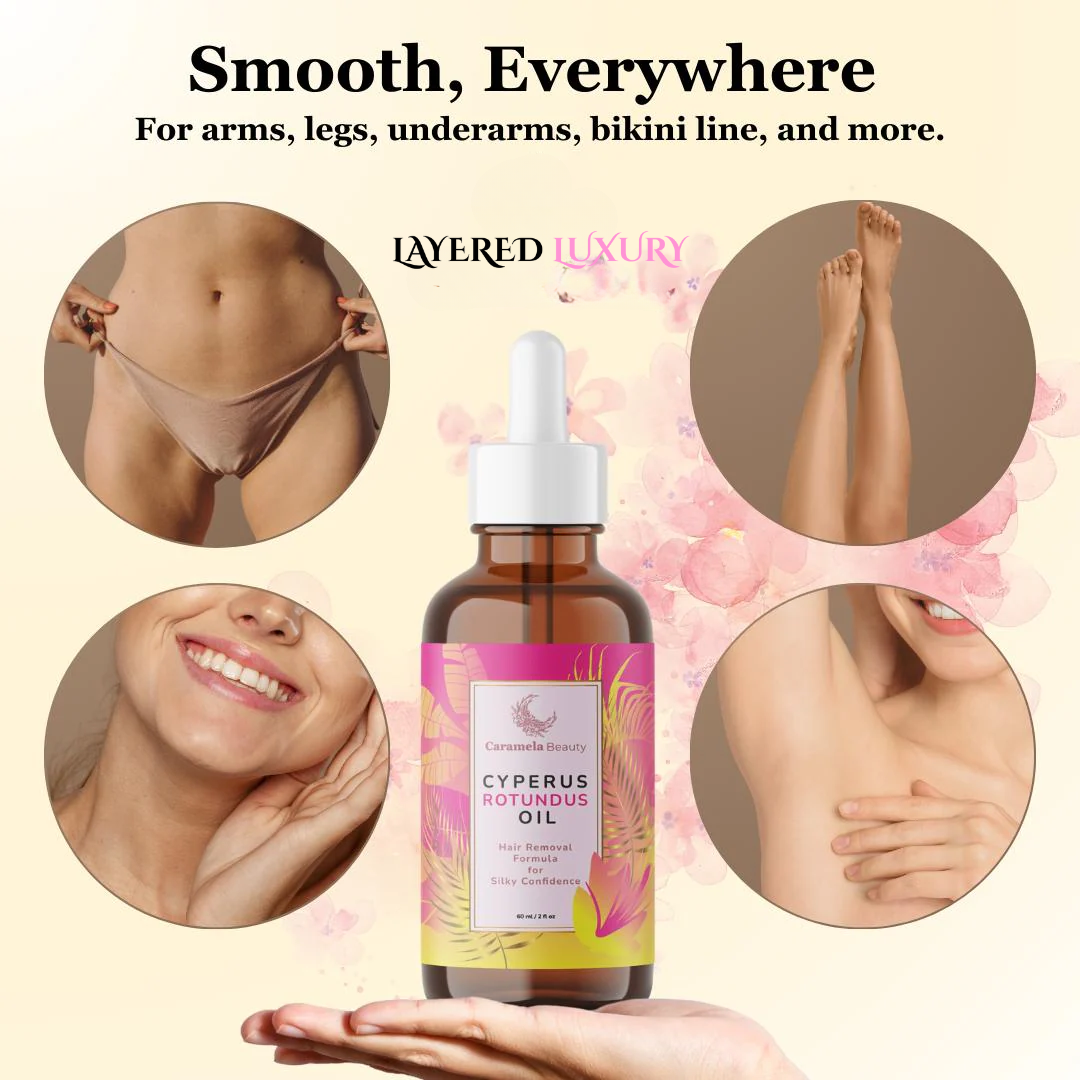 Natural Hair Reduction Oil | Slows Regrowth with Cyperus Root Extract